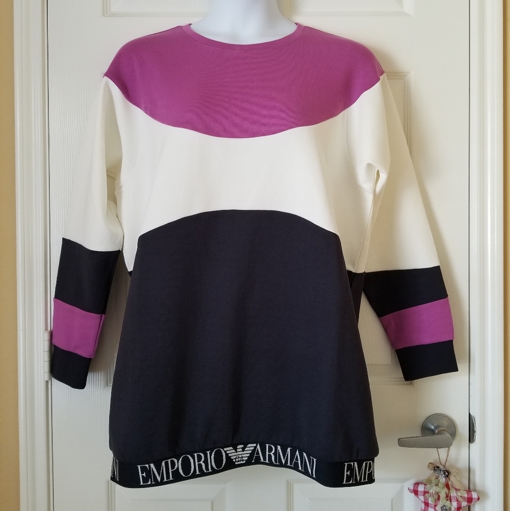 Emporio Armani Colorblock Long Sweatshirt Women's Size 46/US 12